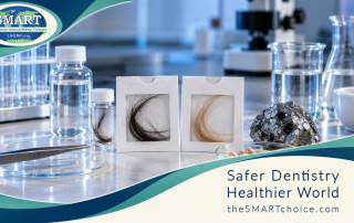 Maternal and neonatal scalp-hair sample still life in the SMART frame — no dentist, no removal.